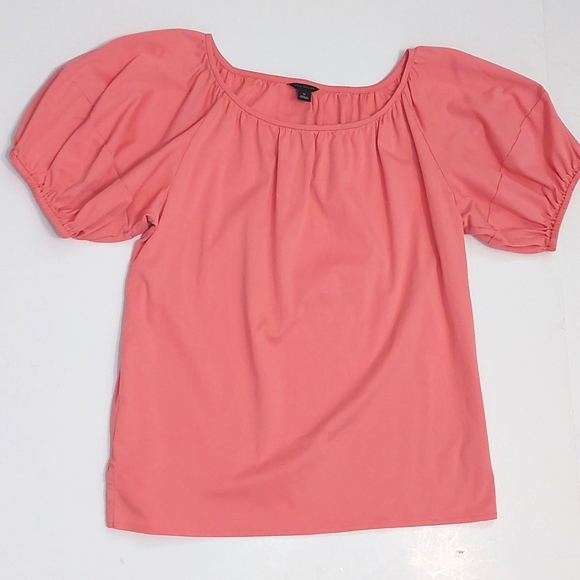 Ann Taylor Salmon Pink Puff-sleeve Pima Cotton Top, size XS - Picture 2 of 7